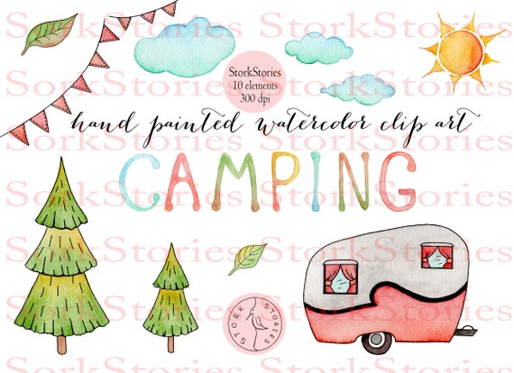 Download Watercolor Retro Camper Bundle Set Camper Clip Art Png Set Etsy
