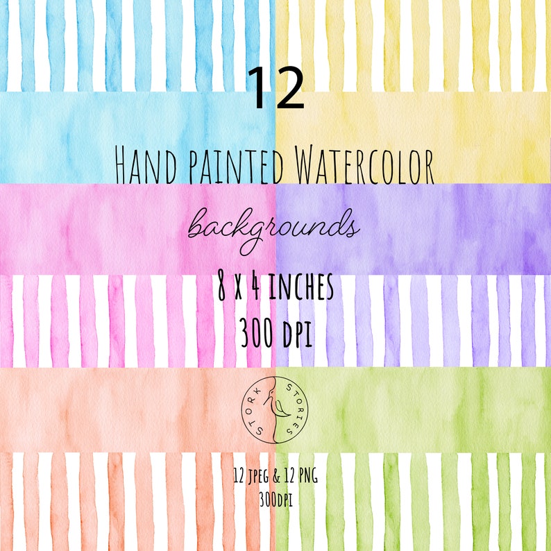 Hand Painted Ombre Watercolor Backgrounds, Digital Paper, Decorative ...
