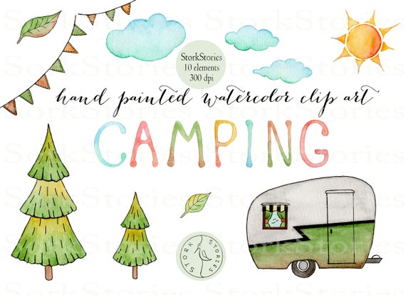 Download Watercolor Camper Bundle Set Retro Camper Clip Art Png Set Etsy