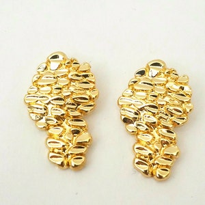 14k Heavy Gold Plated Gold Nugget Hip Hop Earrings Special Day gifts- with gift box- for lovers