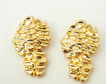 14k Heavy Gold Plated Gold Nugget Hip Hop Earrings Special Day gifts- with gift box- for lovers