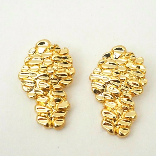 14K Gold Tone Gold Nugget Hip Hop 