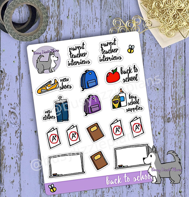 Back to School Hand Drawn Planner Stickers, TVs, Binge Watch, Happy Planner, Bullet Journal, Hobonichi image 1