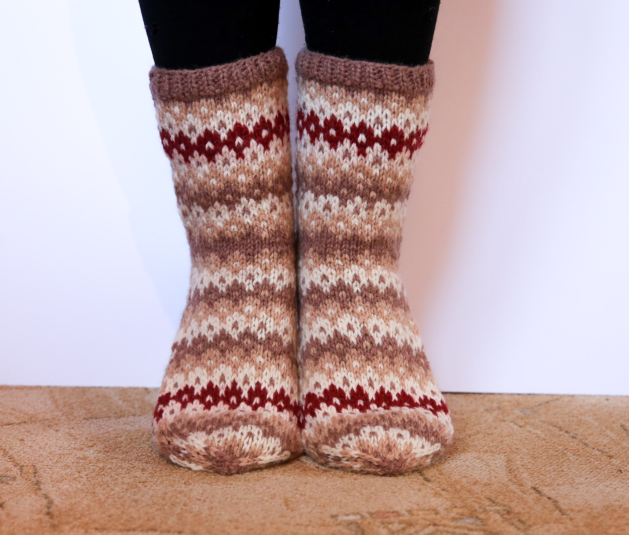 Handmade 100% wool socks. Extra thick handknit of natural | Etsy