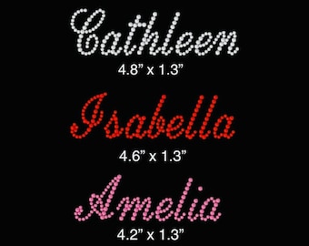 BLOCK rhinestone iron on hotfix transfer, Personalized rhinestone letters, custom bling words, custom bling numbers, 3 row letters
