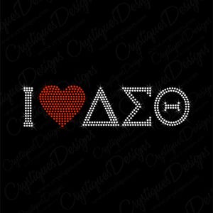 Fuente "I Love Sorority Bling Rhinestone", letras "Sorority bling", transferencias de diamantes de imitación griegos, diamantes de imitación DIY, letras griegas de diamantes de imitación