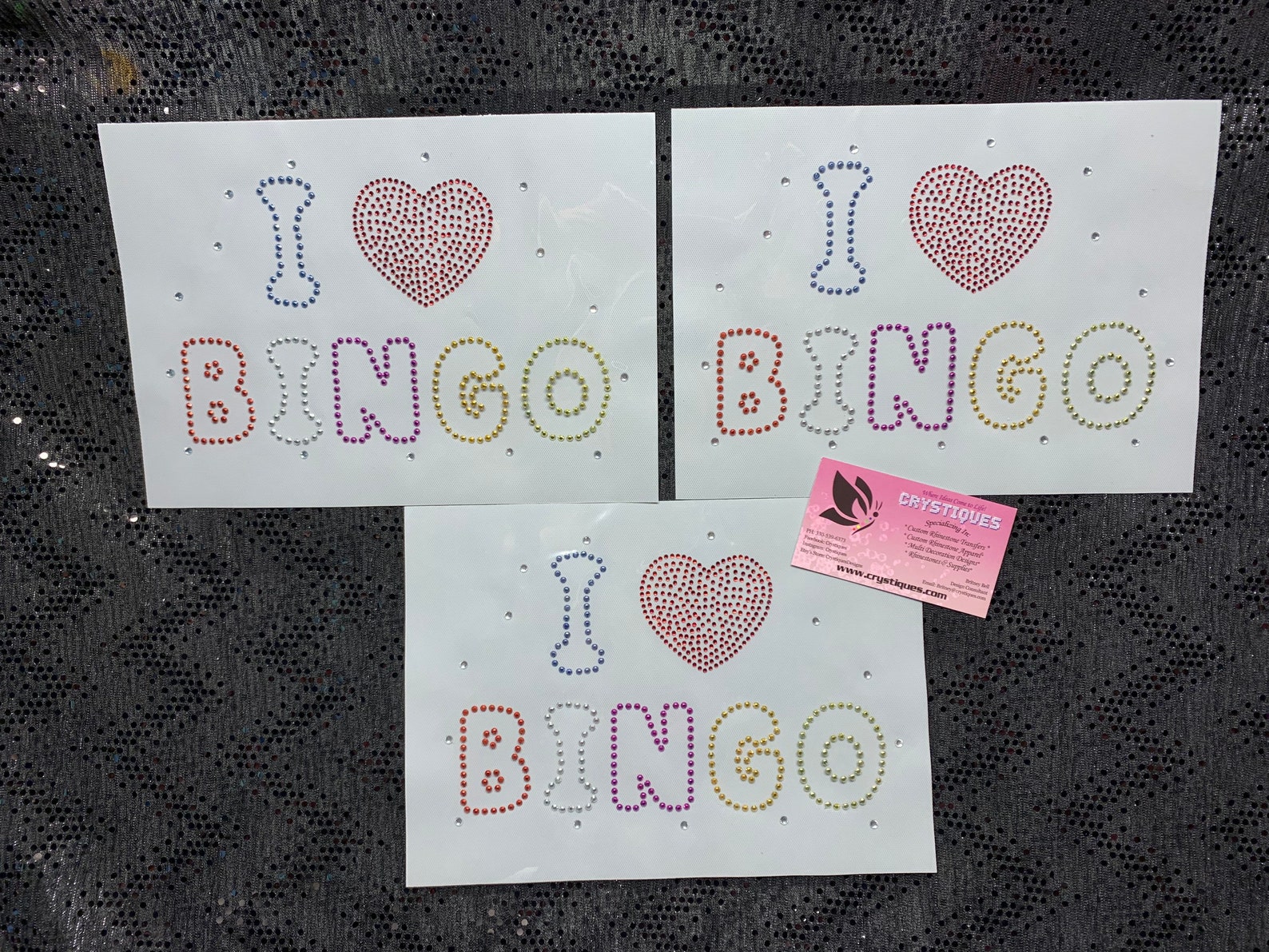 I Love Bingo Iron on Transfer - Bingo Bling Rhinestones and Metals ...