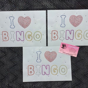 I Love Bingo Iron on Transfer - Bingo Bling Rhinestones and Metals ...