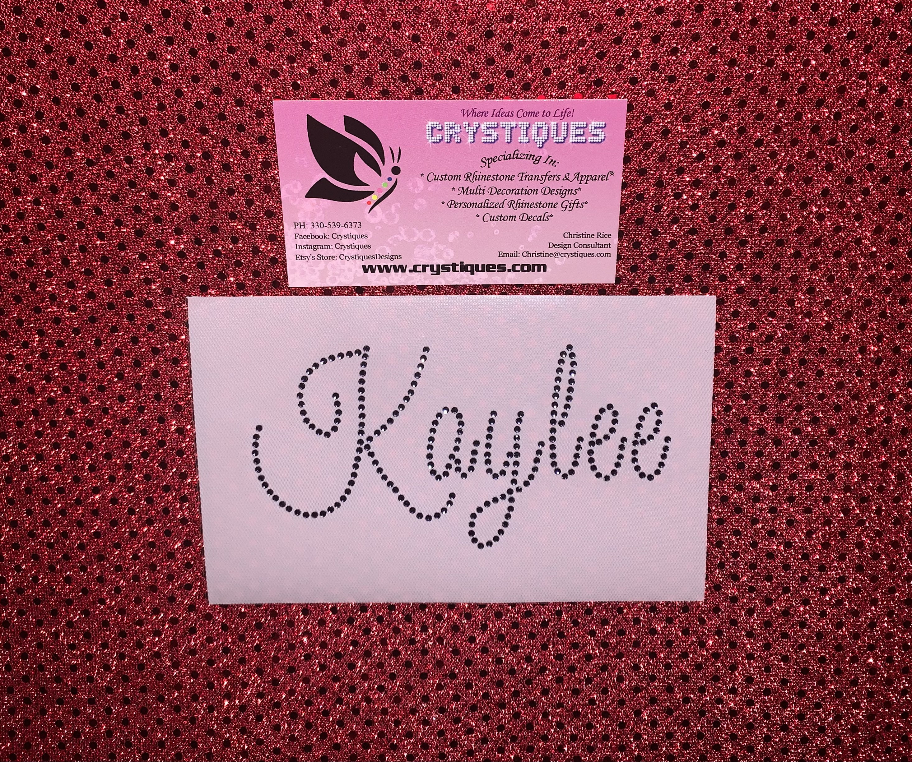 Names With Rhinestone Grace Rhinestone Transfer. Personalize a Phrase or Name-iron on Hot Fix ...