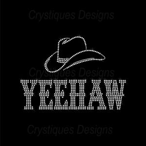 YEEHAW strass opstrijkbare transfer – Sparkle cowgirl-hoedontwerp | Custom western bling hittepers voor T-shirts en concertoutfits