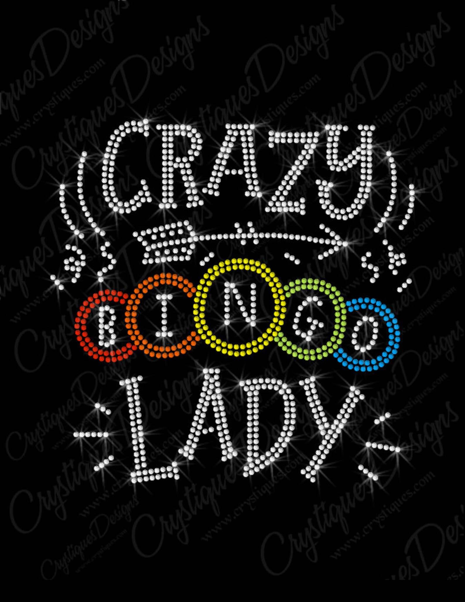 Crazy BINGO Lady Iron on Transfer - Bingo Bling Rhinestones - Etsy