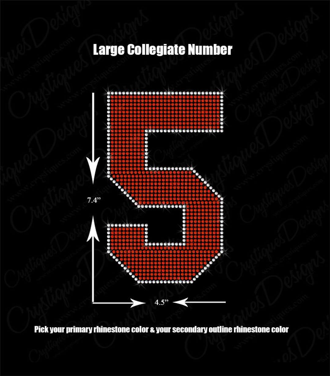 Large Collegiate Custom Rhinestone Number-rhinestone Number-iron on Hot ...