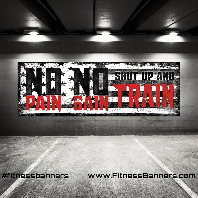 Fitness Wall Art Fitness Banner Home Gym Banner No Pain No | Etsy