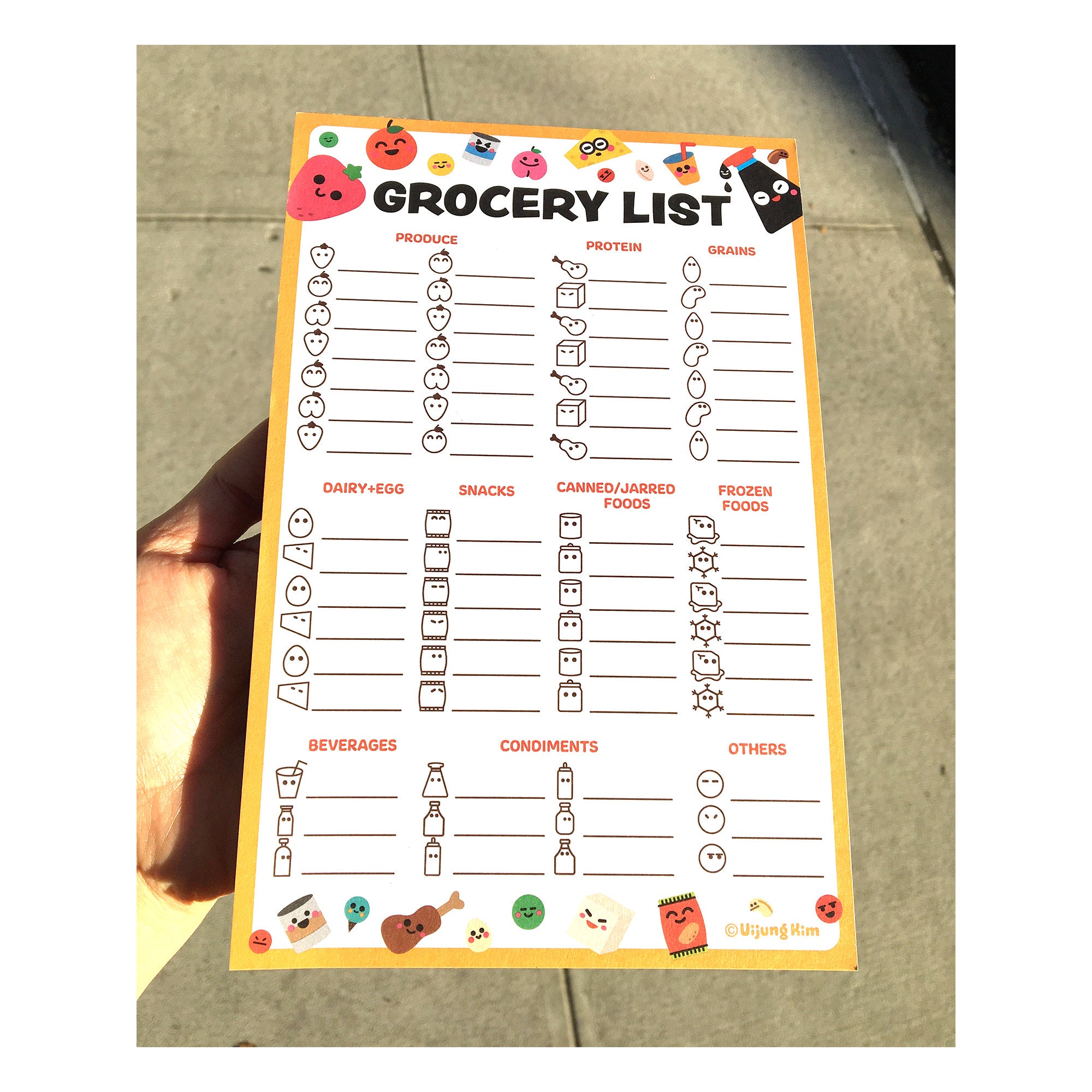 Grocery List Notepad Etsy