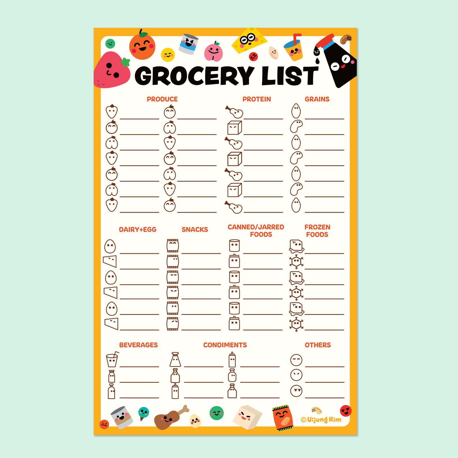 Grocery List Notepad Etsy