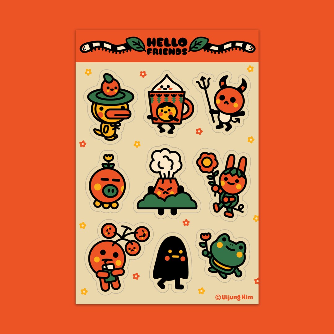 Hello Friend Sticker Hello Friends Sticker Sheet! - Etsy