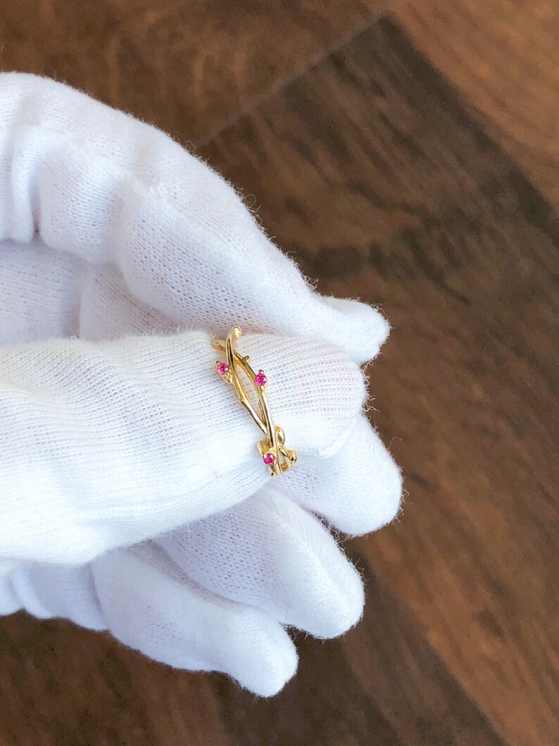 Ruby Branchy Ring Ruby Ring Gold Sterling Silver Inspirational Gift Gift for Mom Gift for Her