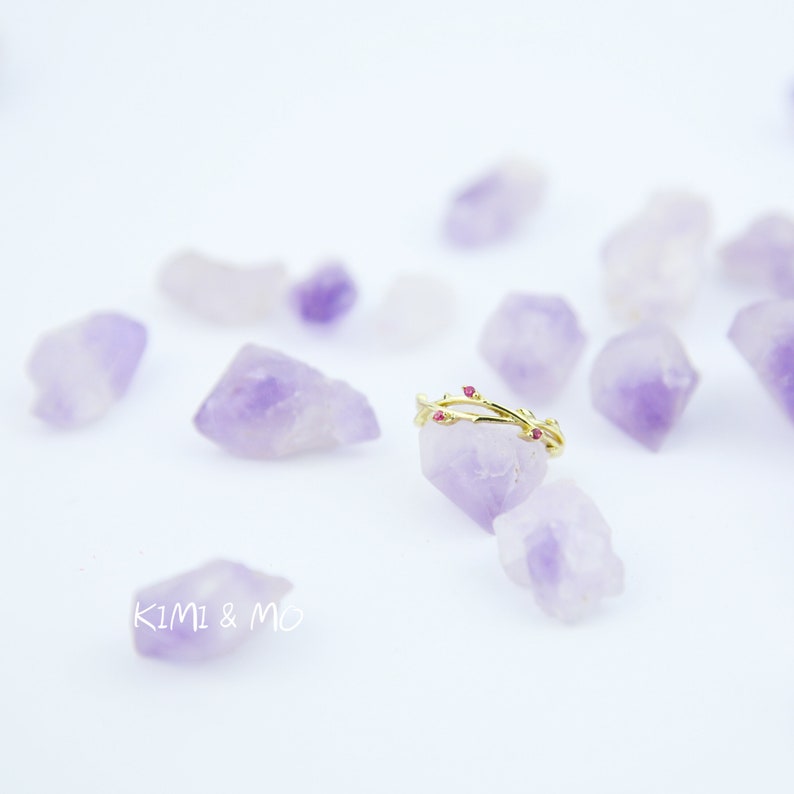 Ruby Branchy Ring Ruby Ring Gold Sterling Silver Inspirational Gift Gift for Mom Gift for Her