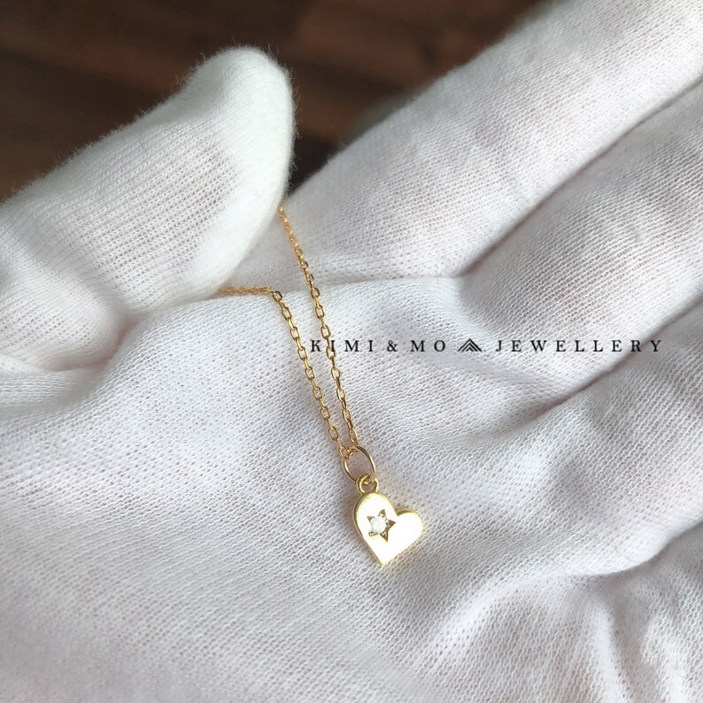 Heart with CZ Pendant necklace Sterling Silver Pendant /& Chain Inspirational GiftBridesmaid JewelryChristmas GiftGift for Friends