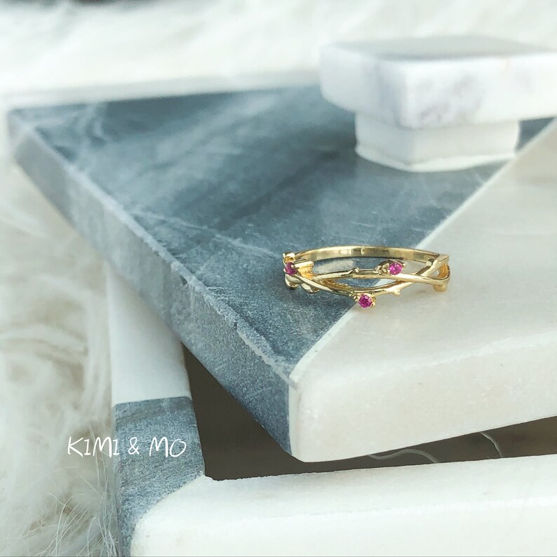 Ruby Branchy Ring Ruby Ring Gold Sterling Silver Inspirational Gift Gift for Mom Gift for Her