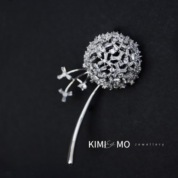 Dandelion broach Gift for woman Black flowers jewelry