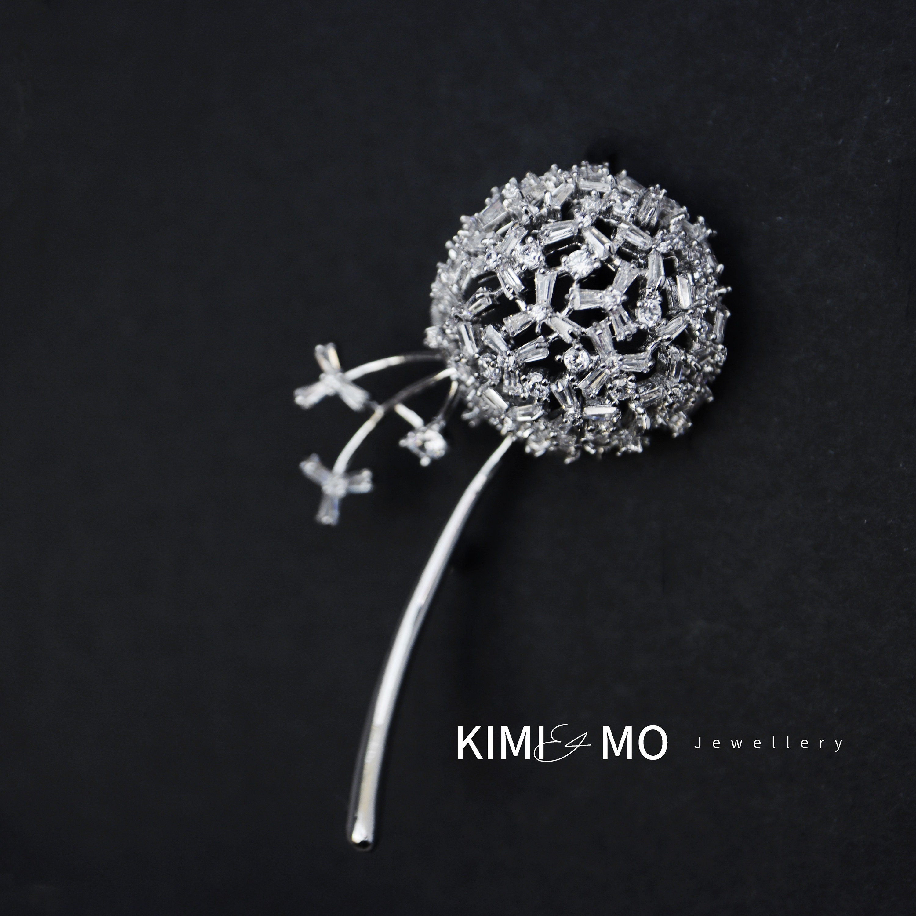 Diamond Dandelion Brooch for Womendedicated Floral