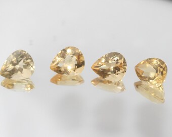 Lote de 4 piezas de citrino facetado en forma de gota de 11 x 9 mm. (4 piezas).