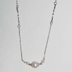 Silber W / Runde Perlenkette -Lange 50 cm