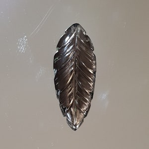 Carved Gemstone  Leaf Smoky Quartz Flat Back 37x14.5mm 20ct