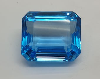 Piedra preciosa enorme de topacio azul cielo suizo octogonal de 82,43 ct, 24,5 x 20,9 x 14,7 mm