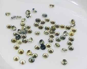 Green Sapphire Lot Natural Top Green  Color Sapphire 1.4-1.5mm Round Brilliant Cut- Wholesale Gemstones- Natural Stones For Jewelry