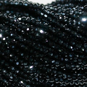 13&quot; St Dark Bluish Gray Spinel Faceted Round Beads 2mm.-Strand 33mm.