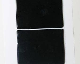 2 cabochons plats rectangulaires lisses en onyx 40 x 30 x 3 mm (2 pcs)