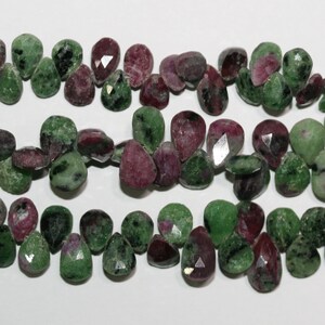 8&quot; St Ruby Zoisite Faceted Drop Beads 11x7mm.Approx.-Strand 20cm
