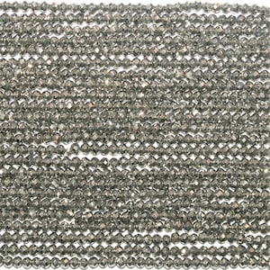 12" St Natural Pyrite Faceted Rondelle Beads 2.5x1.5mm.- Strand 32cm.