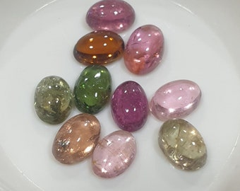 Multi toermalijn 10 stuks veel 6x4mm roze groen blauw ovale cabochon onbehandelde edelstenen-groothandel edelstenen DIY leverancier-echte stenen