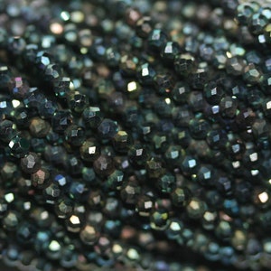 13&quot; Strand Green Spinel Faceted Round Beads 2mm.