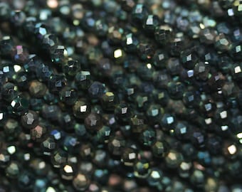 13" Strand Green Spinel Faceted Round Beads 2mm.
