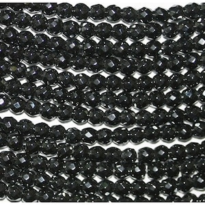 15" St Hematite Faceted Round Beads 3mm. Strand 39cm