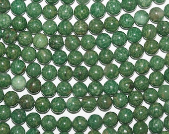 Cuentas redondas lisas de granate verde de 15" (8 mm) - Hilo de 39 cm - Jade africano, granate grosularita