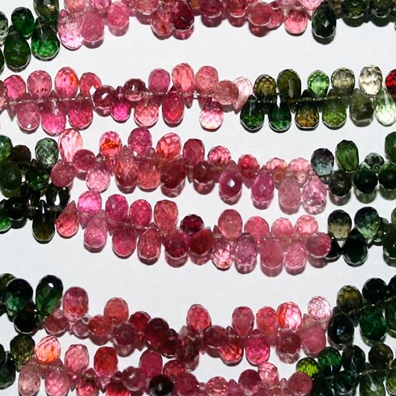 7 St Turmaline Faceted Drop 5x3mm.-Strand 20cm