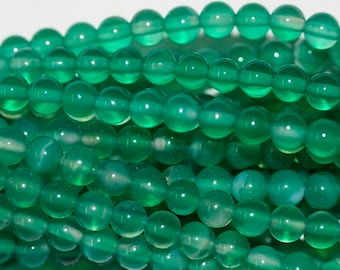 Cuentas redondas de ágata verde de 13" (2 mm) - Hilo de 34 cm