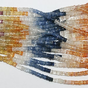 16" St Multi Sapphire Faceted Rondelle Beads 3x1mm.- Strand 40cm.