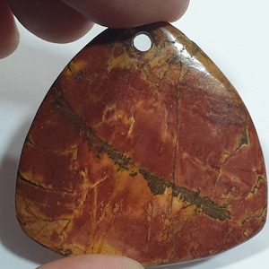 Brown Jasper  Trillion Triangle Smooth Pendant 40mm.
