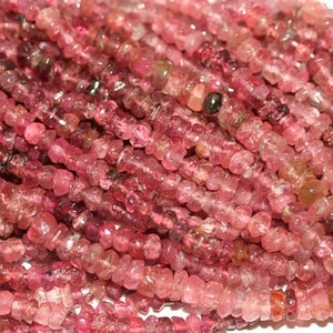 Rondella sfaccettata in tormalina rosa da 14" 4 x 2 mm - Filo da 37 cm