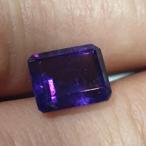 Amethyst Faceted Rectangular 10x8mm. Untreated Gemstone