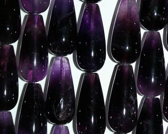 16" St Amethyst Smooth Drop Beads 25x10mm.-Strand 40cm