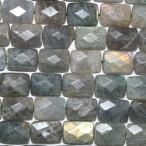 16&quot; St Labradorite Faceted Rectangular Beads  18x13mm.-Strand 40cm.