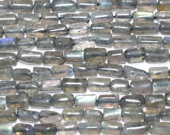 14&quot; St Labradorite Smooth Tube Beads  8x4mm.-Strand 37cm.