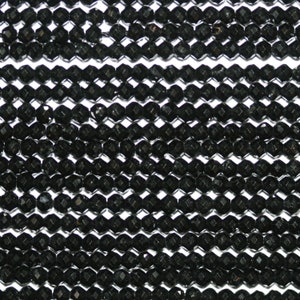 15" St Black Tourmaline Faceted Round Beads 3mm.-Strand 39cm.